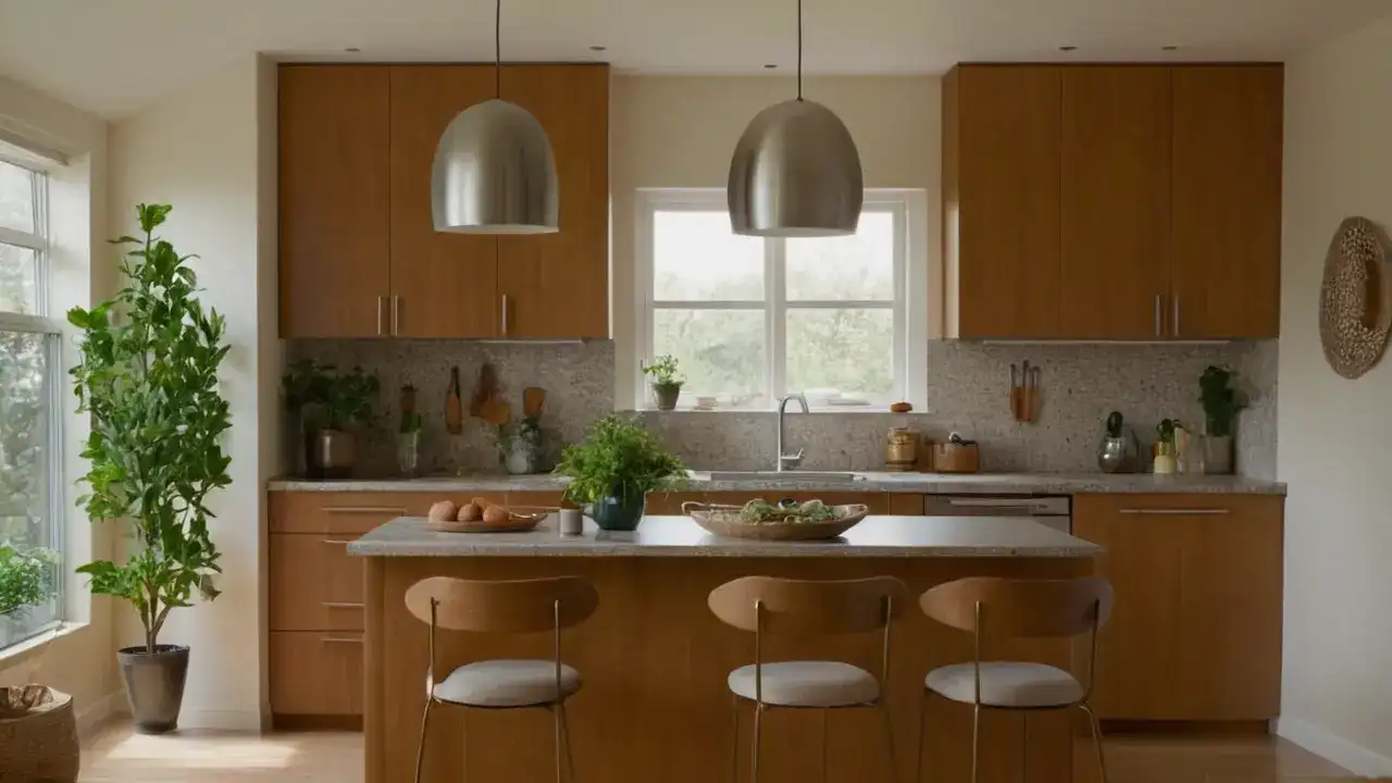 Una cocina cálida, realista y detallada