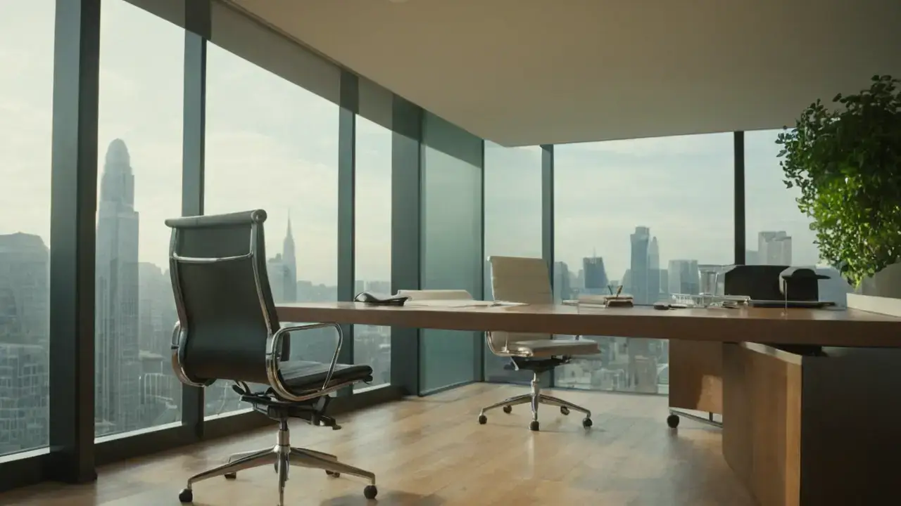 Luz natural ilumina espacio de trabajo moderno