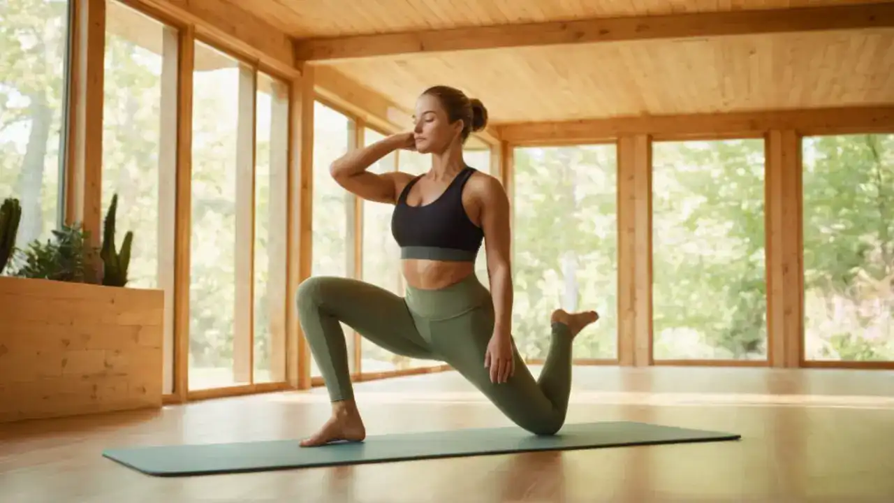Mujer ejercita en luz natural serena