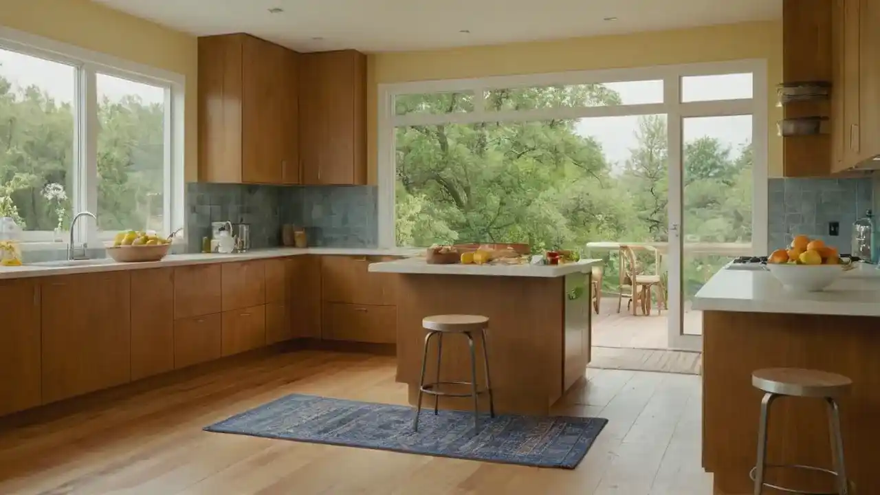 Cocina soleada, calma y detallada belleza