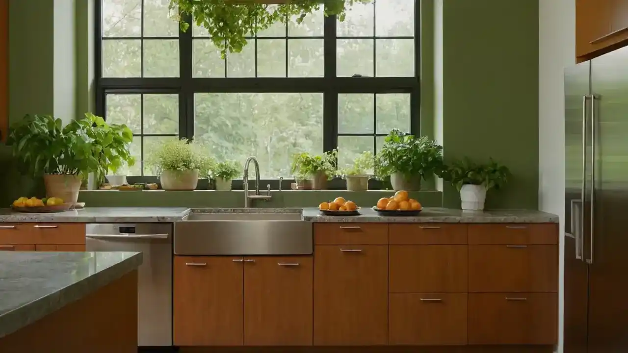 Cocina moderna iluminada con luz natural