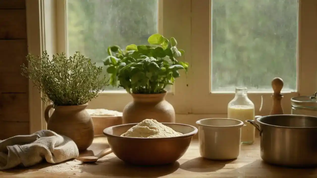 Cocina sencilla, luz cálida y tranquilidad