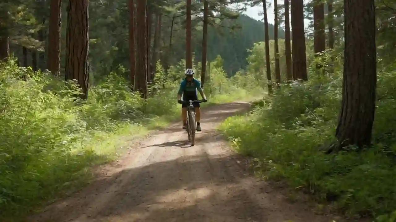 Ruta de grava, bosque y vastedad