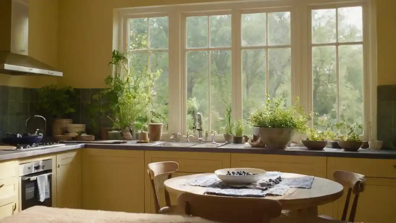 Cocina tranquila, luz natural y detalles serenos
