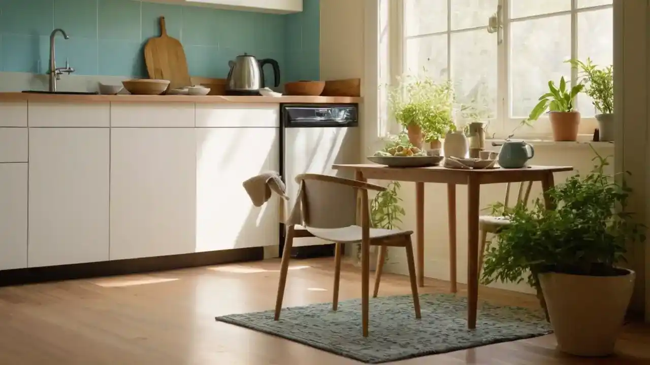 Luz natural ilumina cocina rústica y fresca