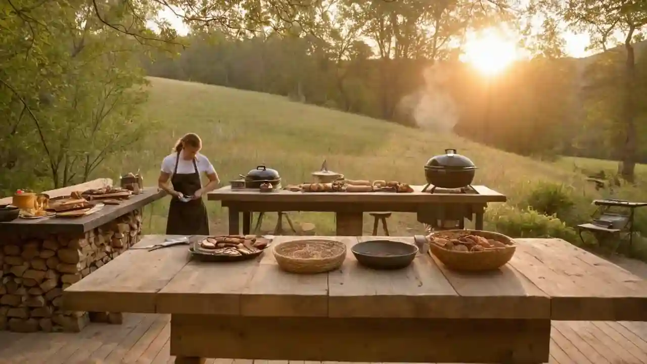 Cocina al aire libre, fuego y calma