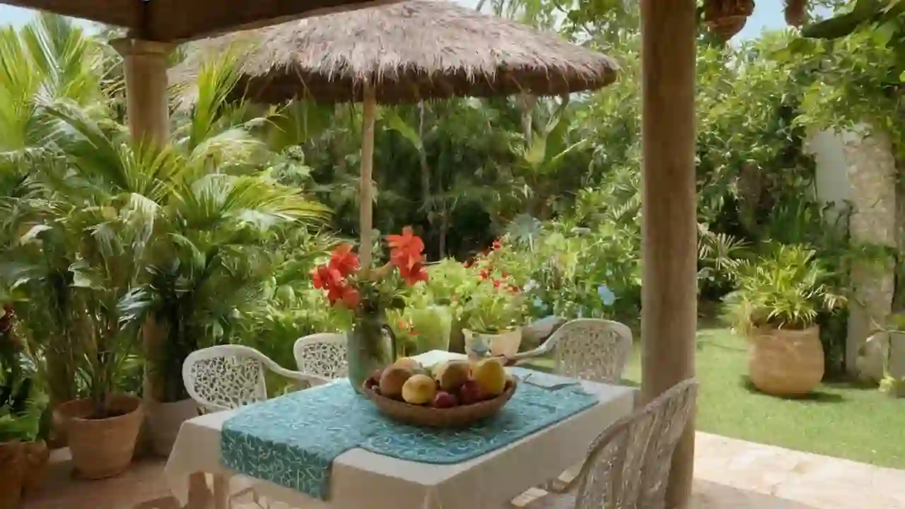 Patio cálido, sereno y exuberante