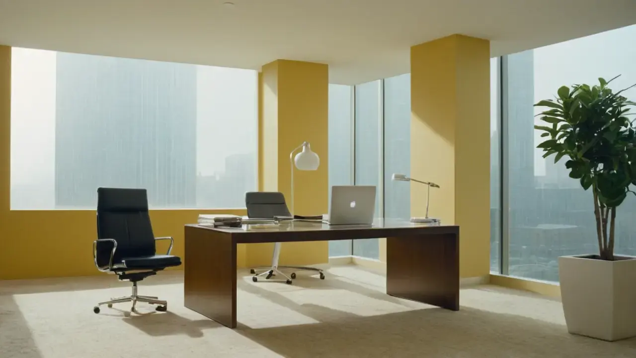 Espacio de oficina moderno, tranquilo y realista