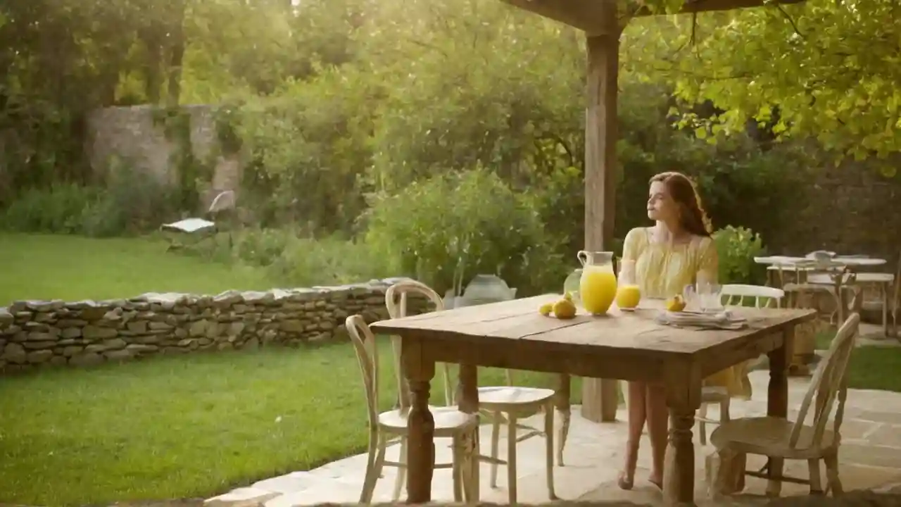 Sol, mesa, y calma en el jardín