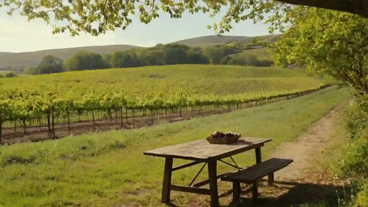 Viñedo tranquilo, luz y silencio