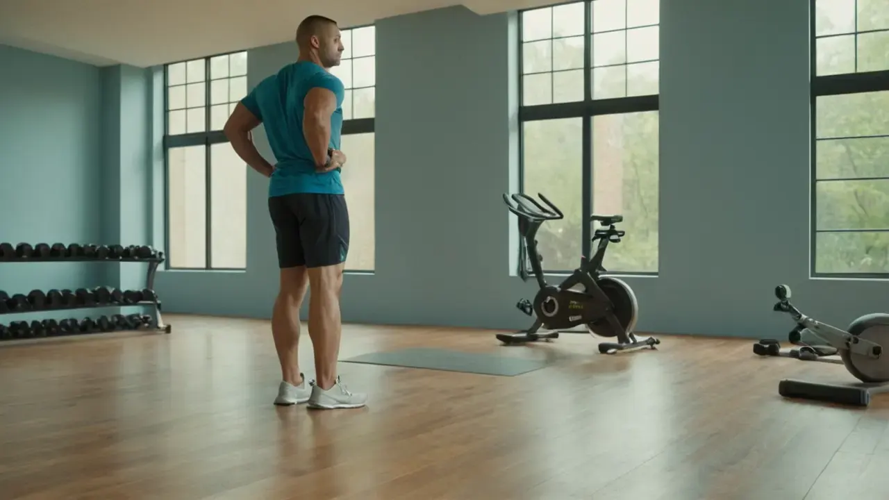 Atleta en gimnasio, luz y presencia