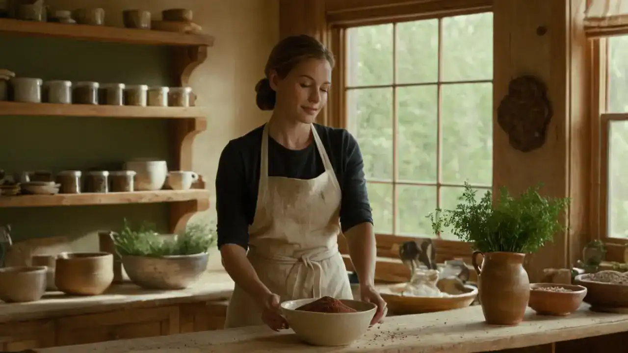 Luz cálida revela cocina rústica y mousse