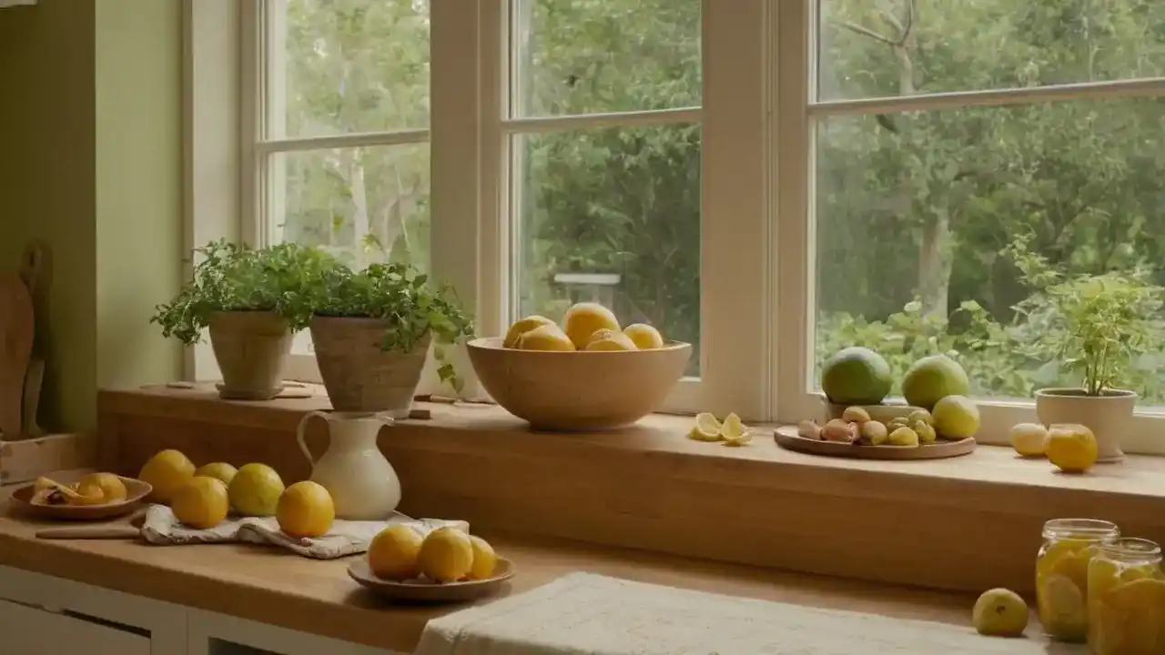 Luz cálida, cocina relajada, armonía natural