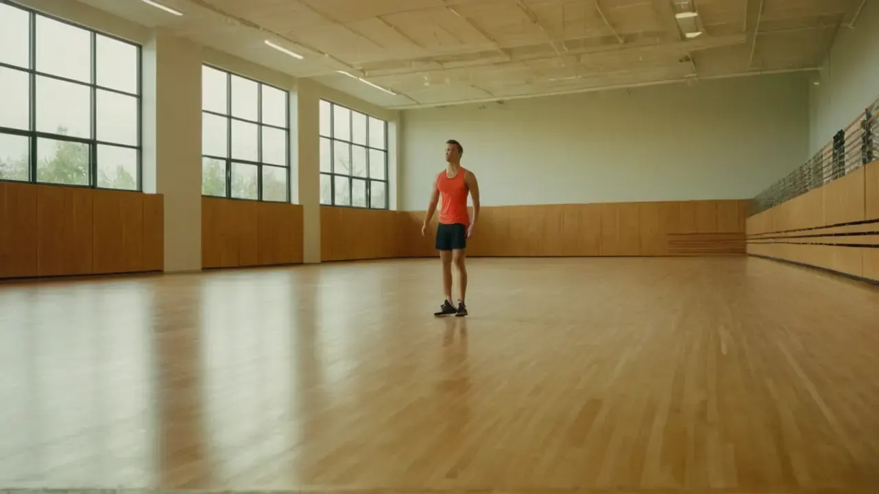 Atleta concentrado en un gimnasio iluminado