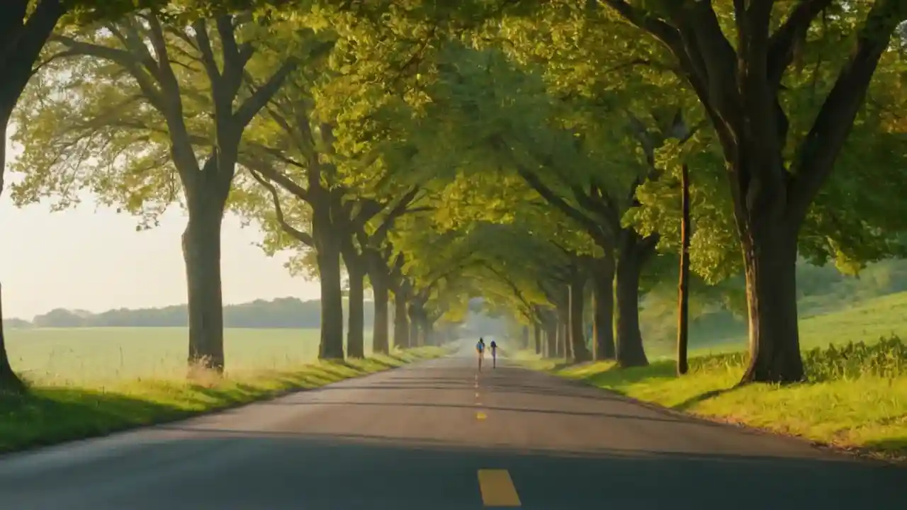 Corredor solitario en paisaje extenso