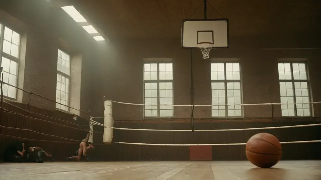 Boxeador en movimiento, luz y textura