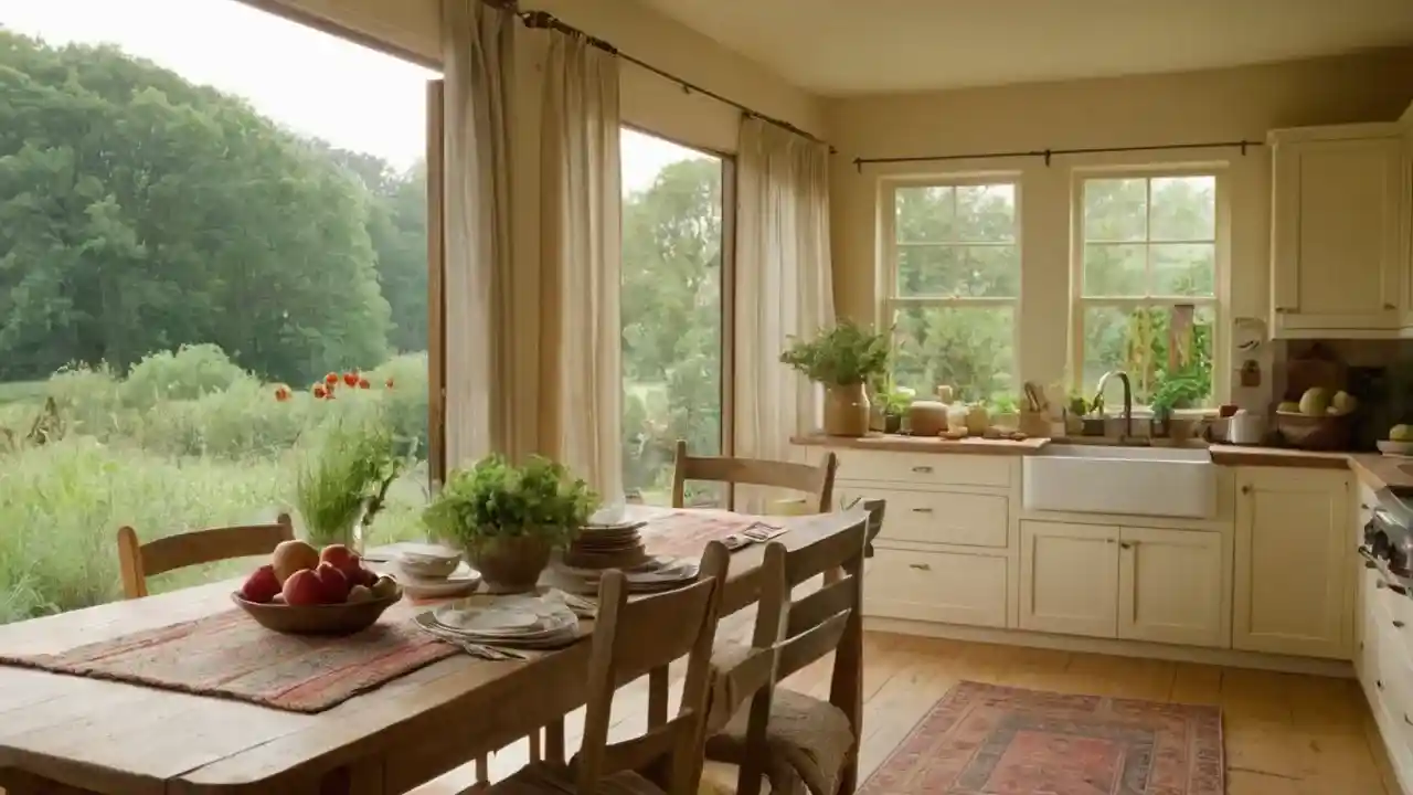 Una cocina rústica bañada en luz cálida