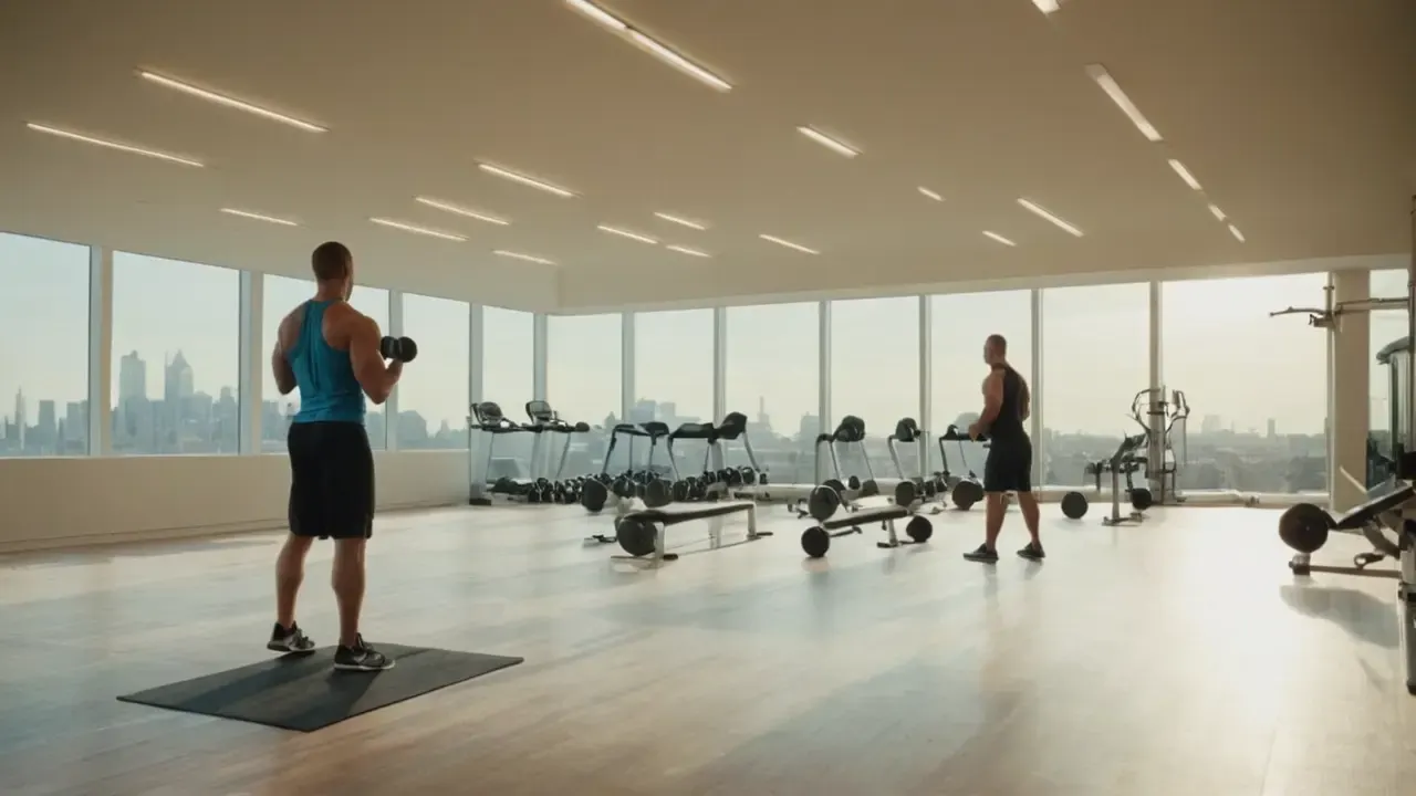 Gimnasio moderno, fuerza y luz concentrada