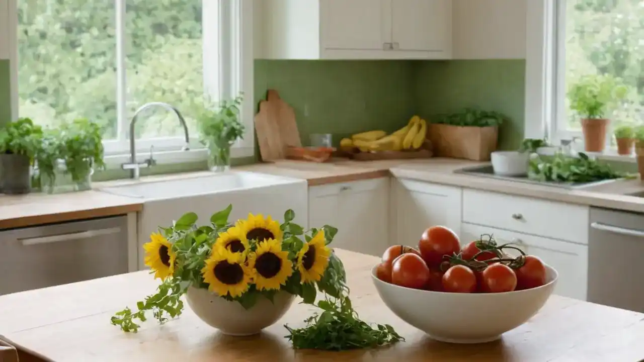 Cocina moderna, luz y naturaleza