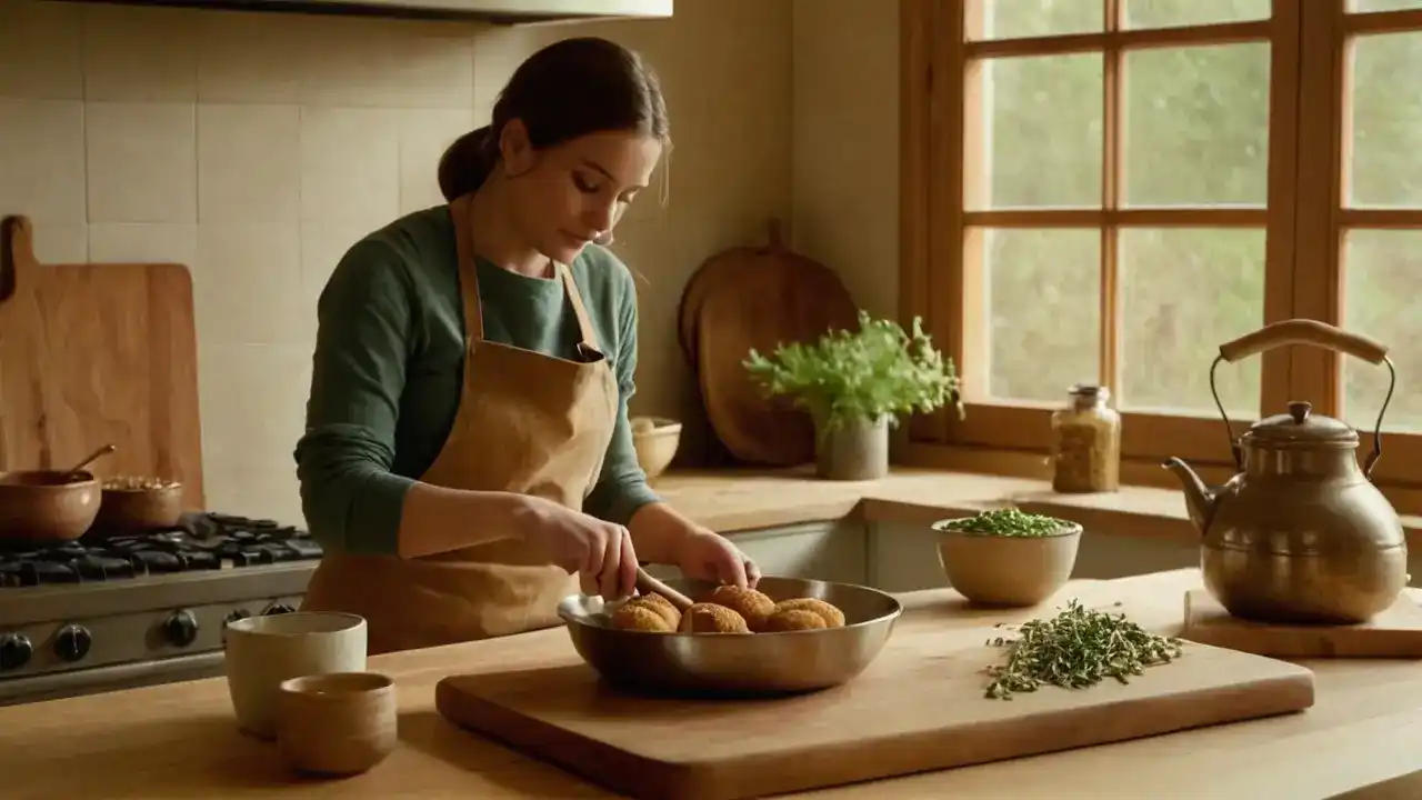 Luz cálida pinta una cocina acogedora