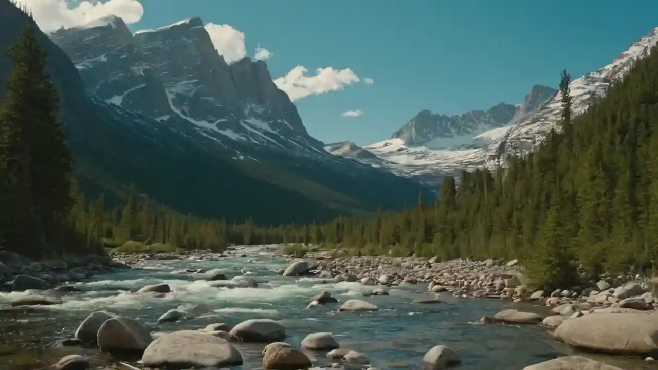 Un río glacial imponente y salvaje