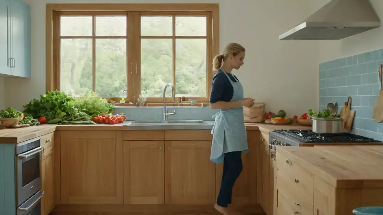 Cocina tranquila, luz natural y orden