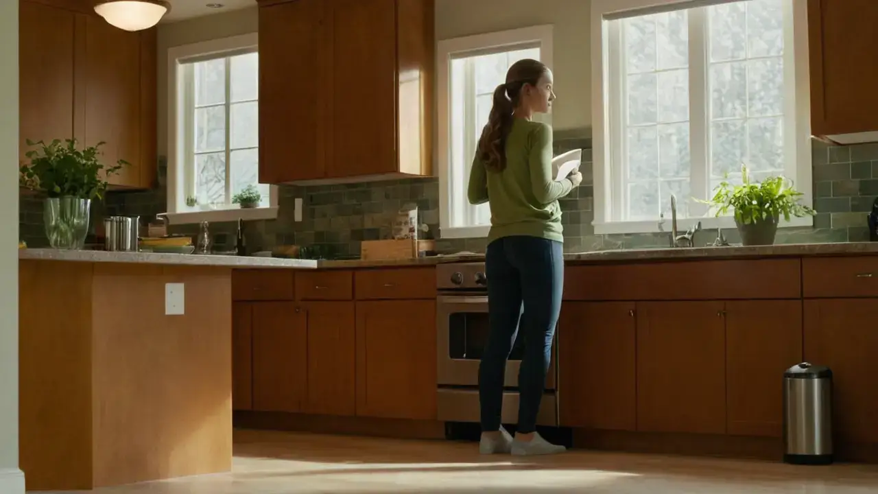 Luz suave ilumina cocina moderna serena