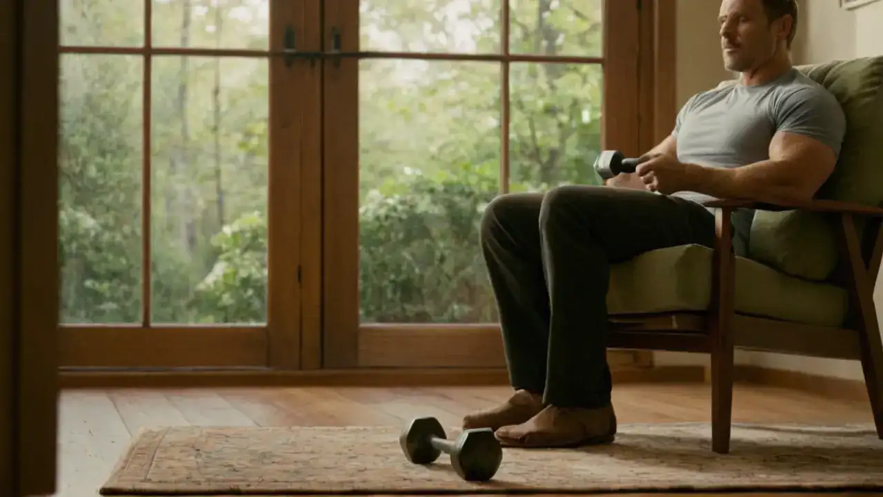 Hombre cansado, luz y quietud