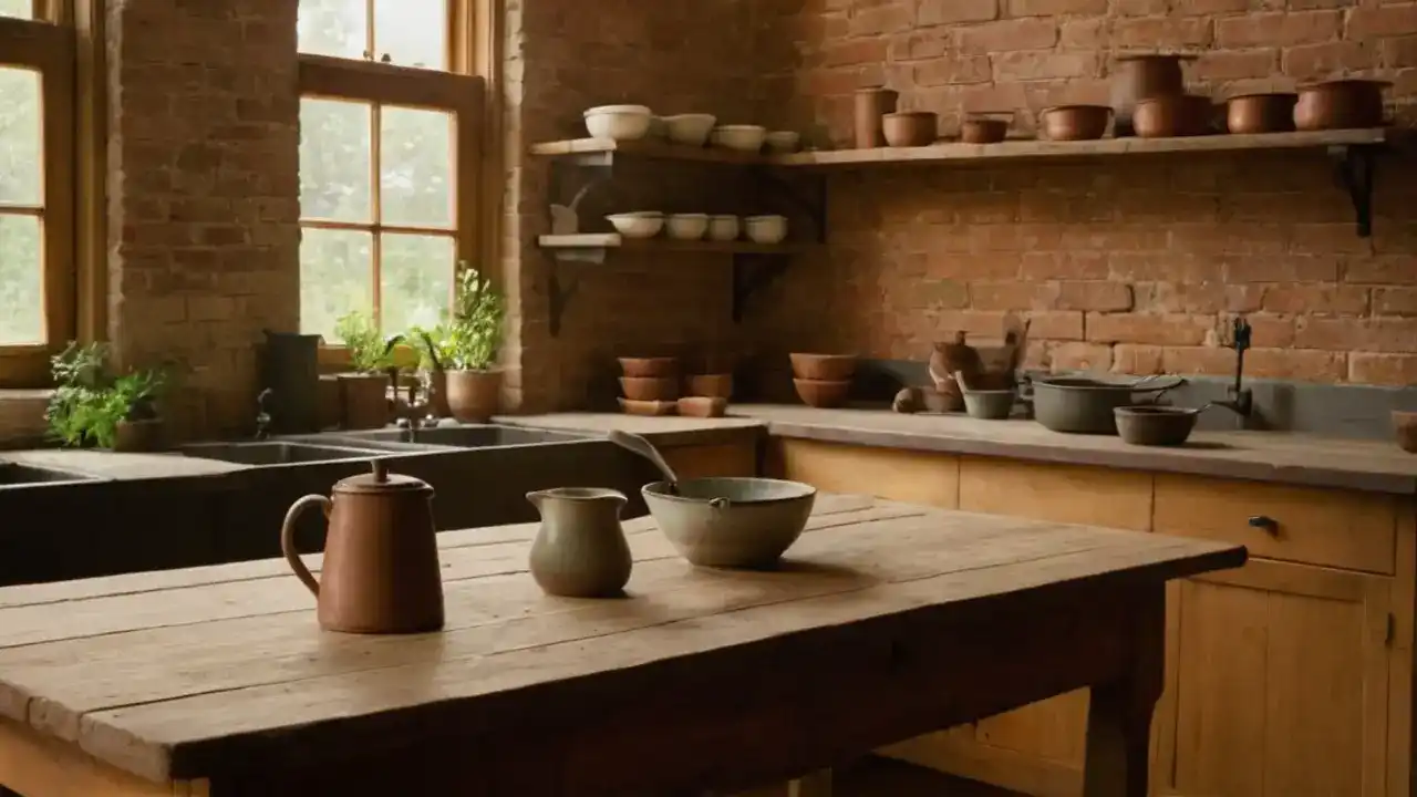 Luz cálida y rústica en la cocina