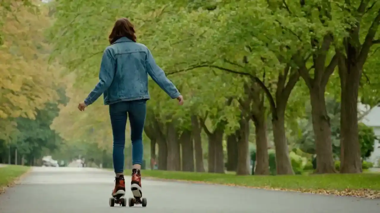 Roller skates danzan en paisaje distorsionado