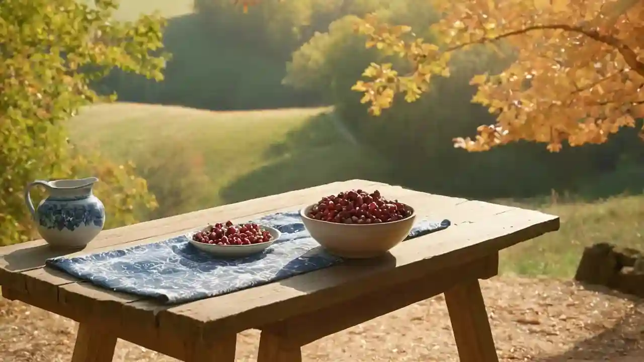 Luz suave, frutas y tranquilidad otoñal