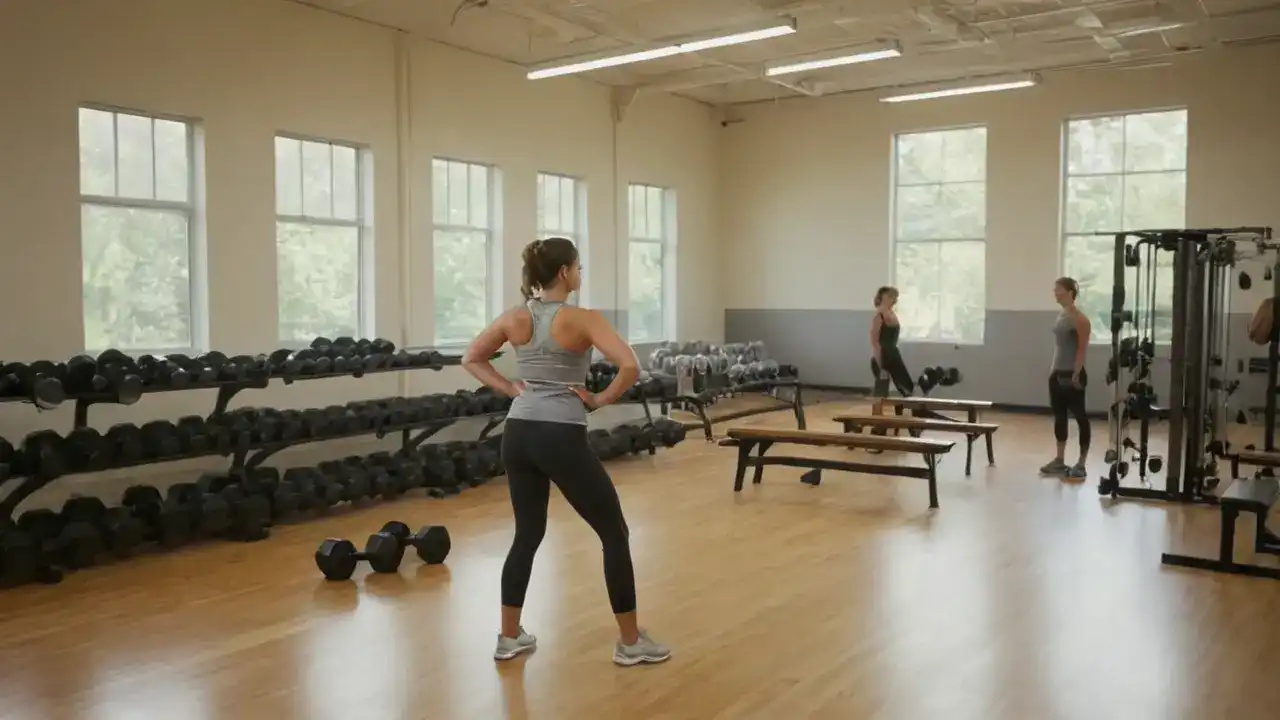 Atleta en gimnasio, luz y movimiento