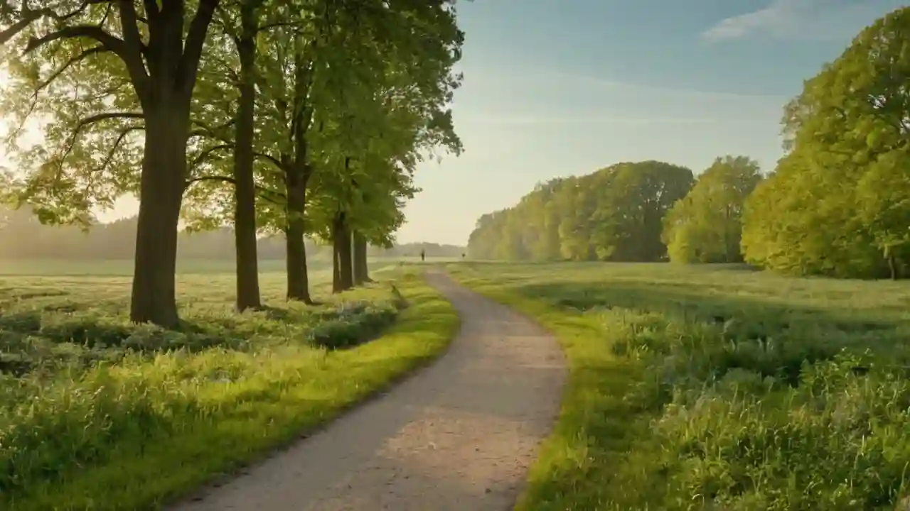 Parque sereno, luz filtrada, calma