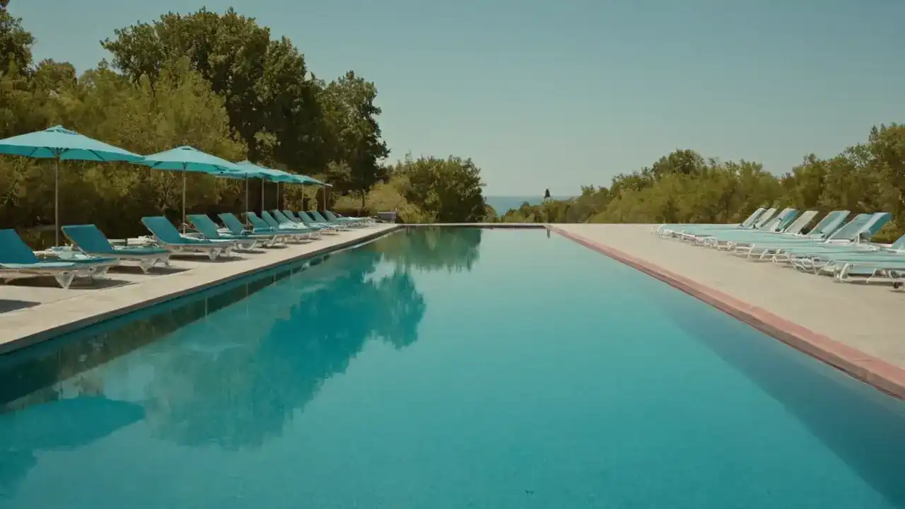 Piscina azul: luz, agua y movimiento