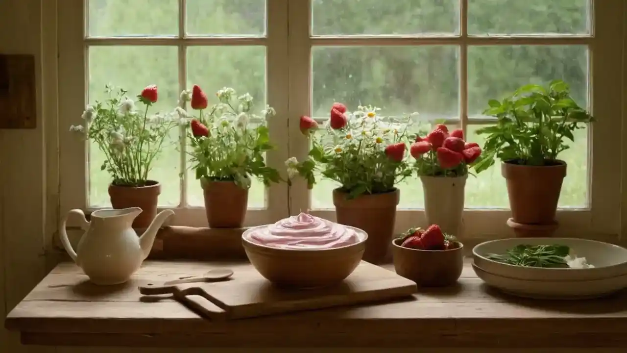 Luz cálida, cocina rústica, simple armonía