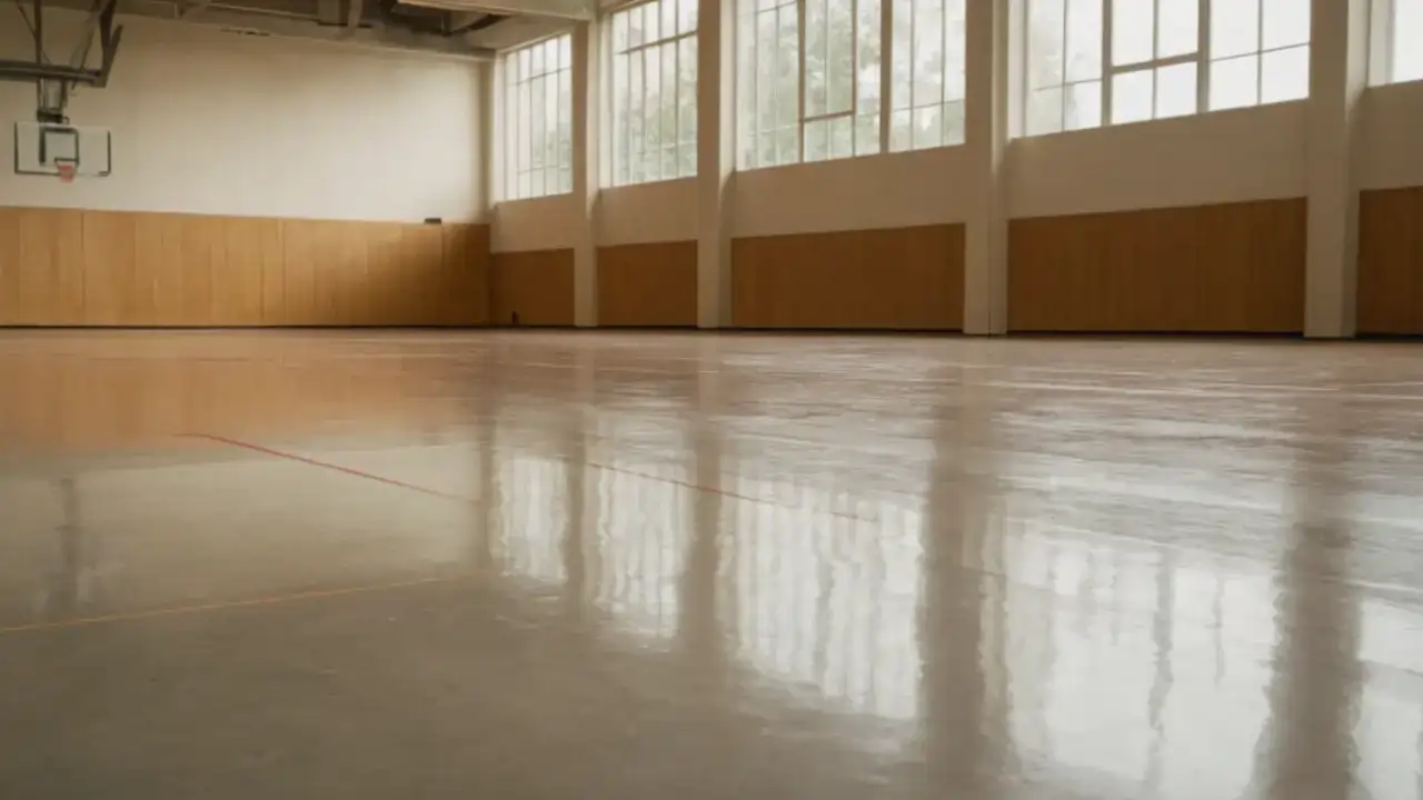 Gimnasio silencioso, luz suave y espacio