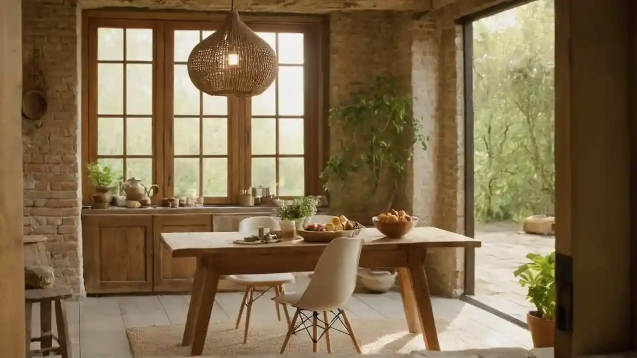 Luz cálida, cocina rústica y tranquilidad
