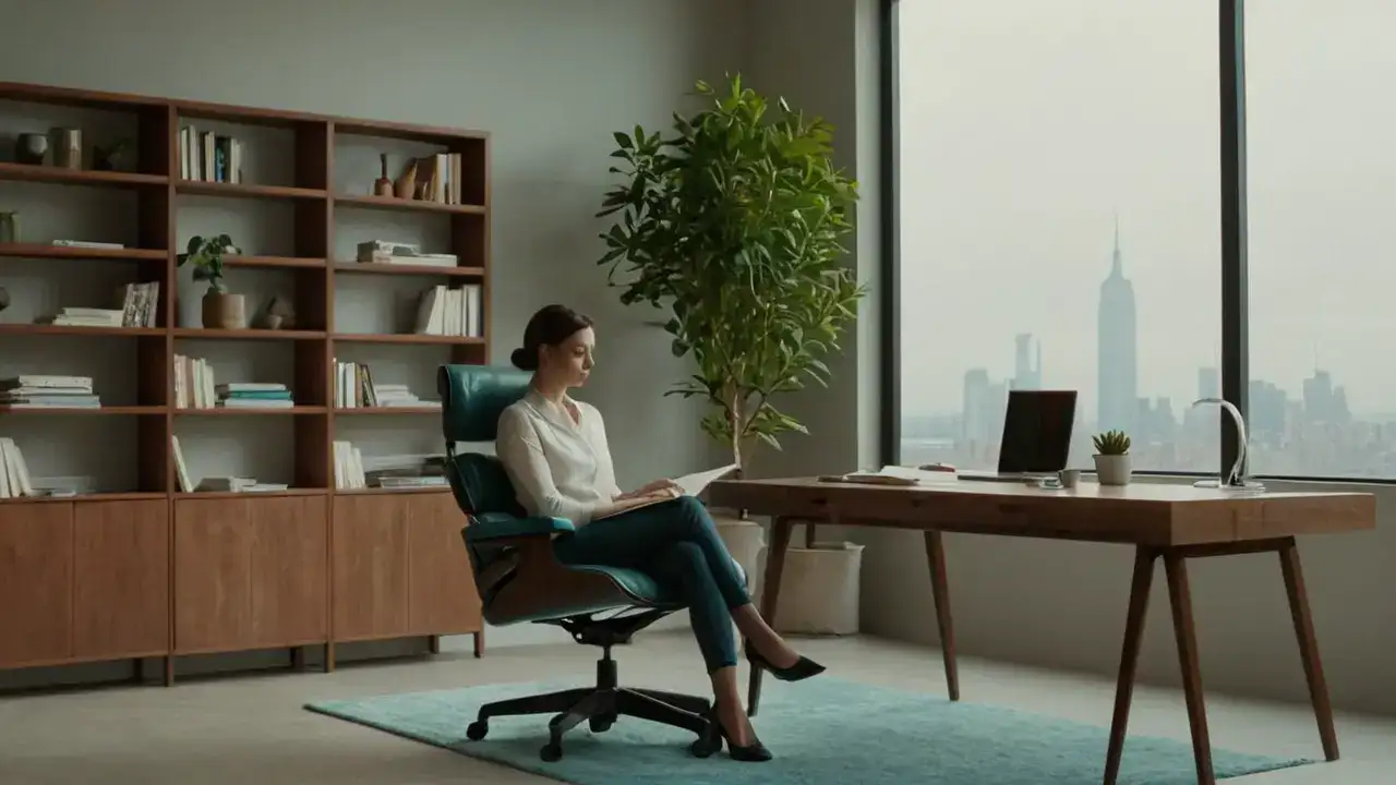 Luz suave, espacio tranquilo, concentración femenina