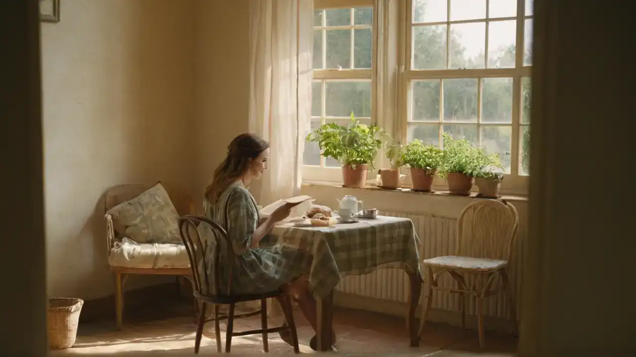 Sol cálido, quietud en la cocina