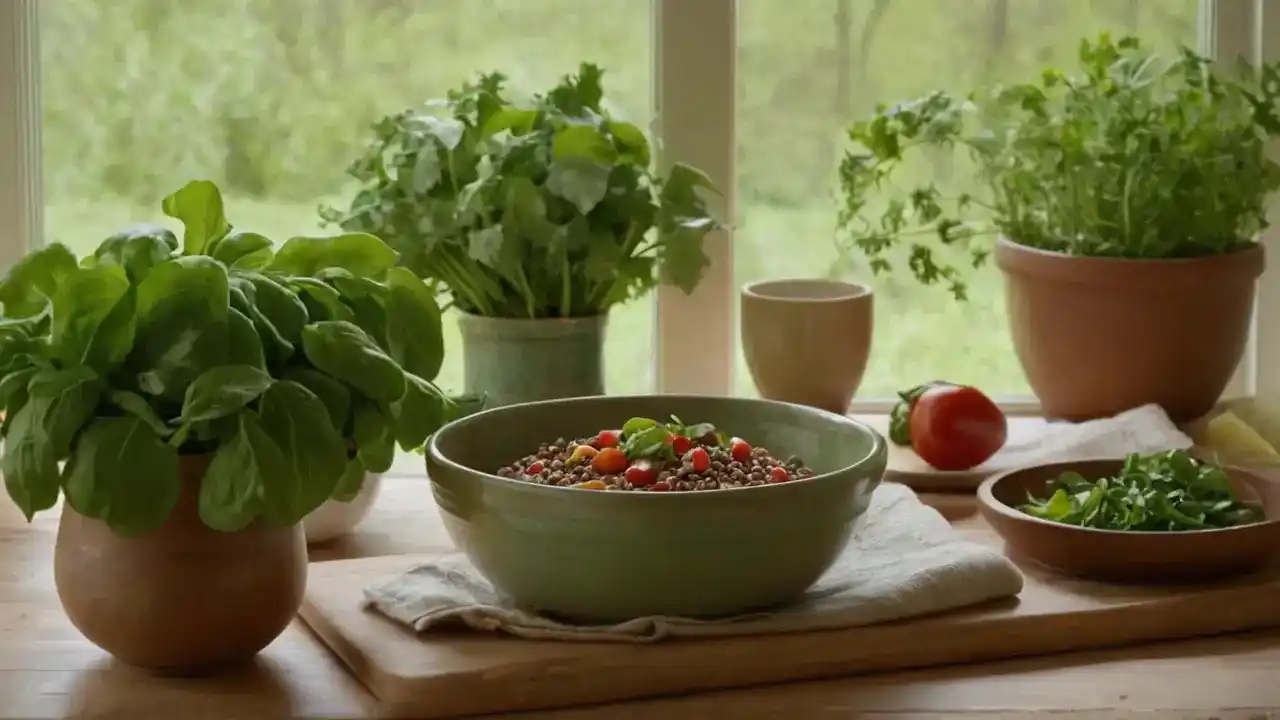 Luz cálida, cocina rústica, tranquilidad
