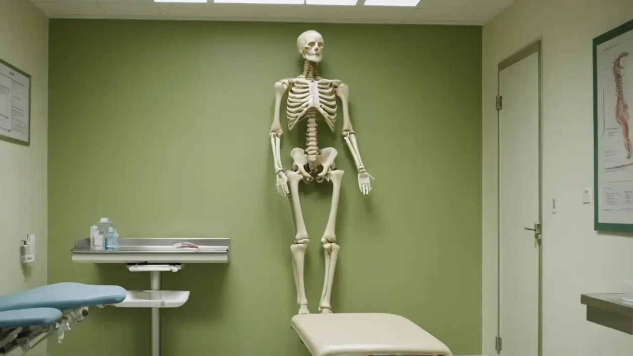 Anatomía realista en entorno médico tranquilo