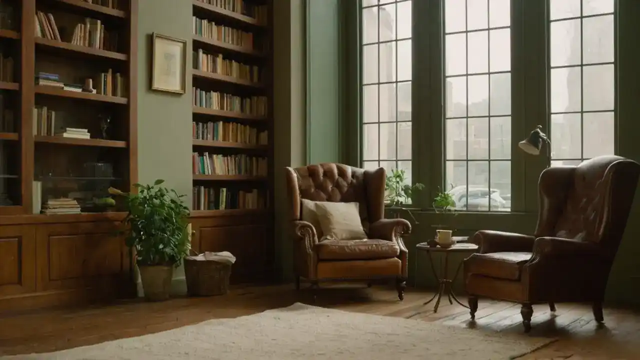 Estudio tranquilo, luz y lectura