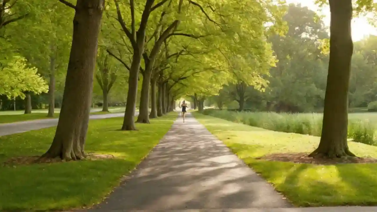 Corredor solitario en un parque sereno