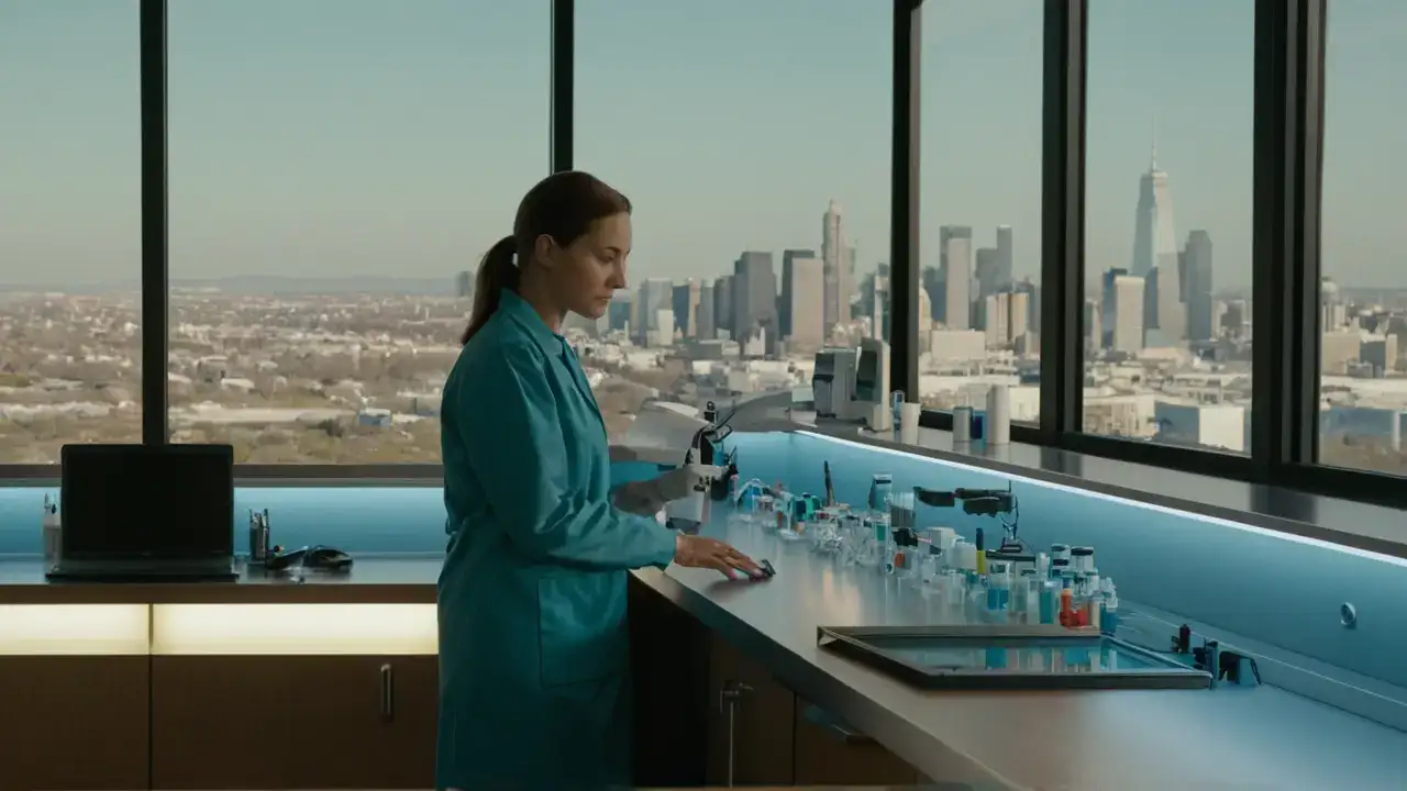 Laboratorio moderno, detalle preciso y realista