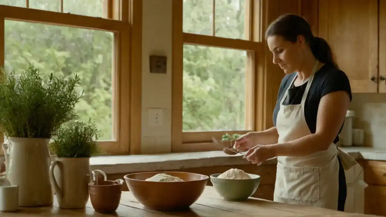 Luz cálida en una cocina rústica