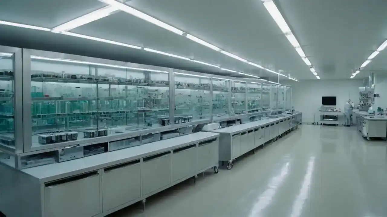 Laboratorio frío, inmenso y silencioso
