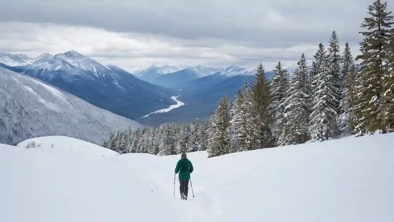 Montañas nevadas, quietud y vastedad invernal