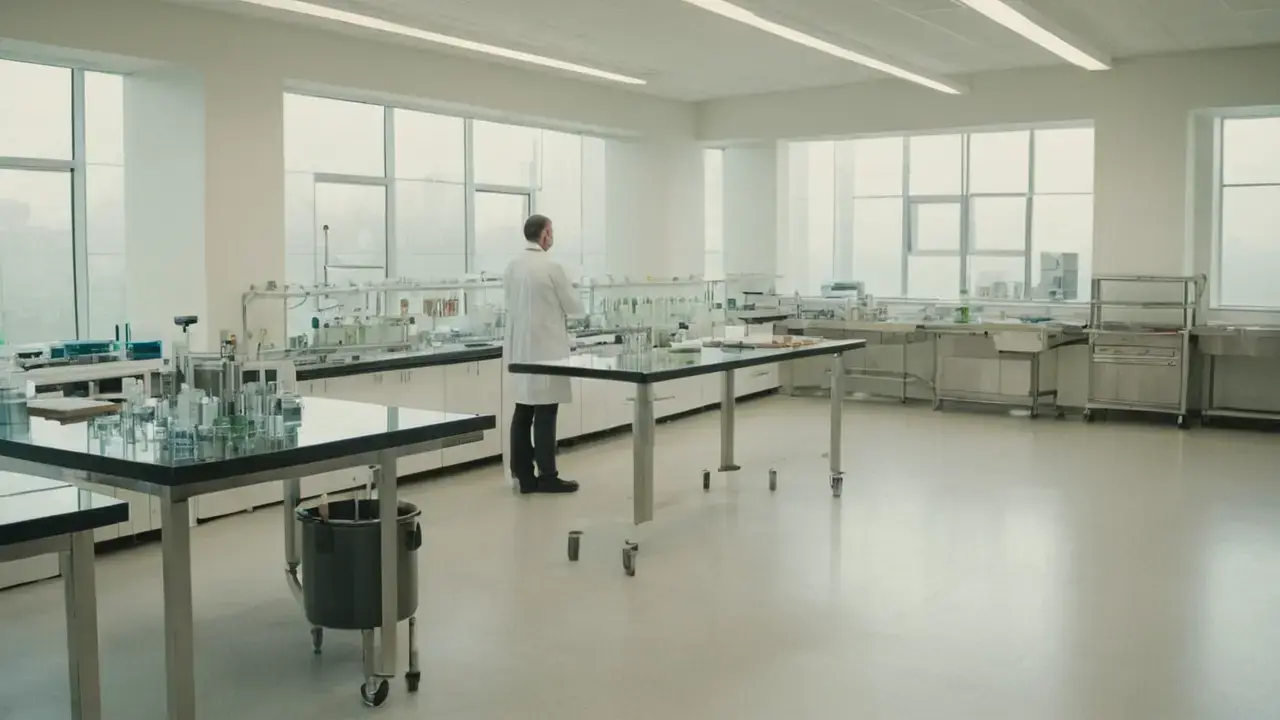 Laboratorio científico: luz, detalles y volumen