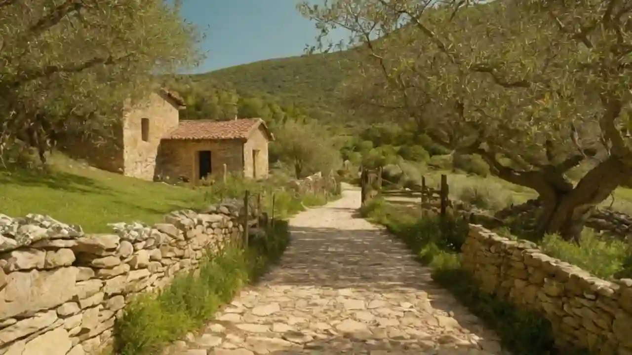 Sol, tierra, calma y montañas distantes