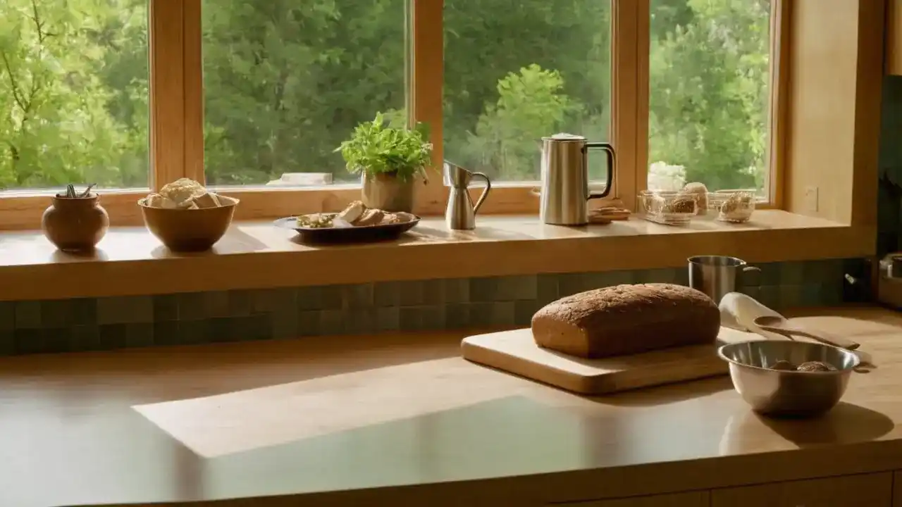 Luz cálida revela cocina moderna y tranquila